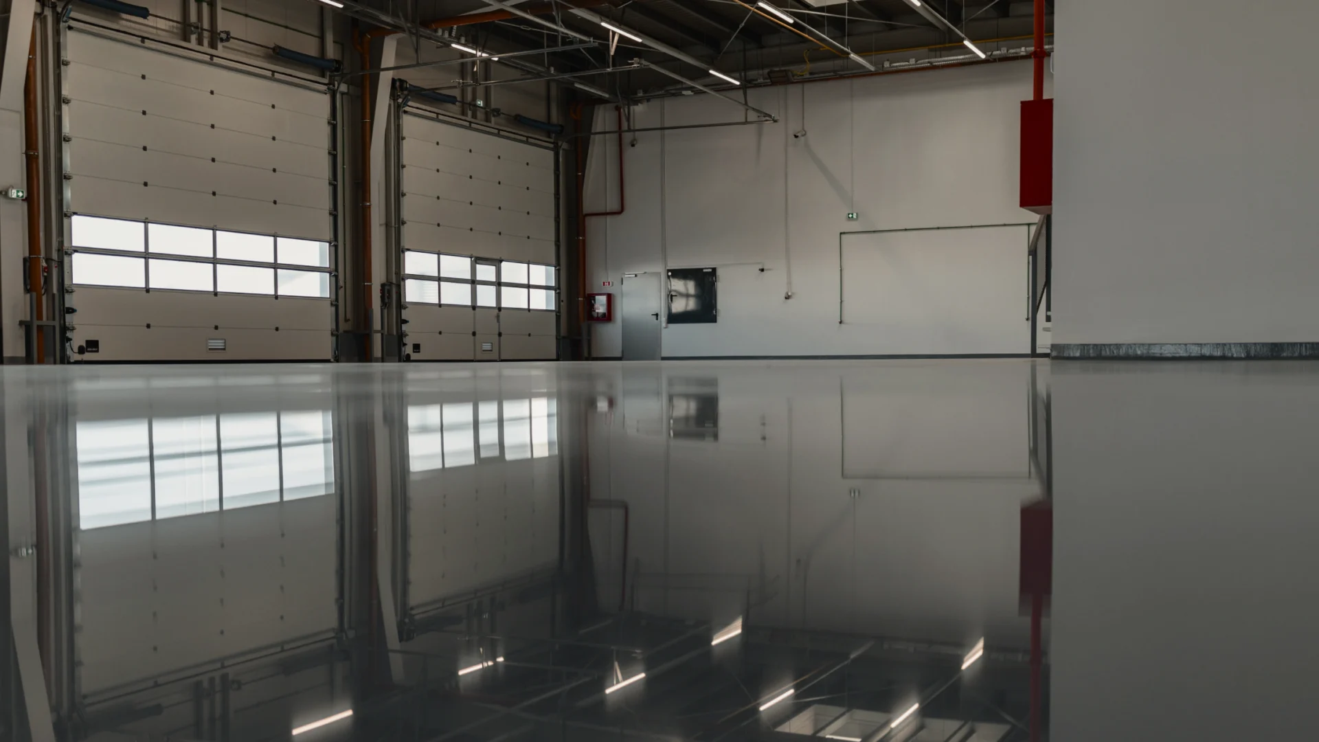 a newly applied commercial epoxy flooring